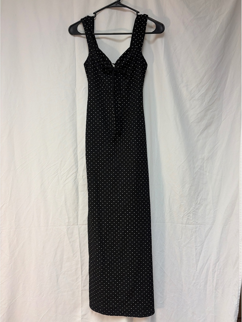 See You Monday Black Polka Dot Maxi Dress Size Small